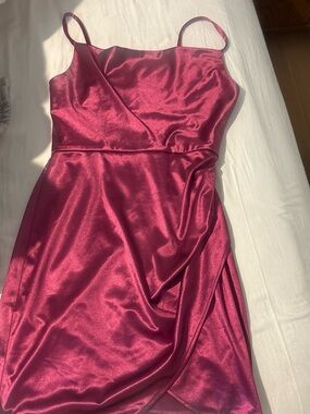 BCX Satin Mini Dress in Raspberry Pink